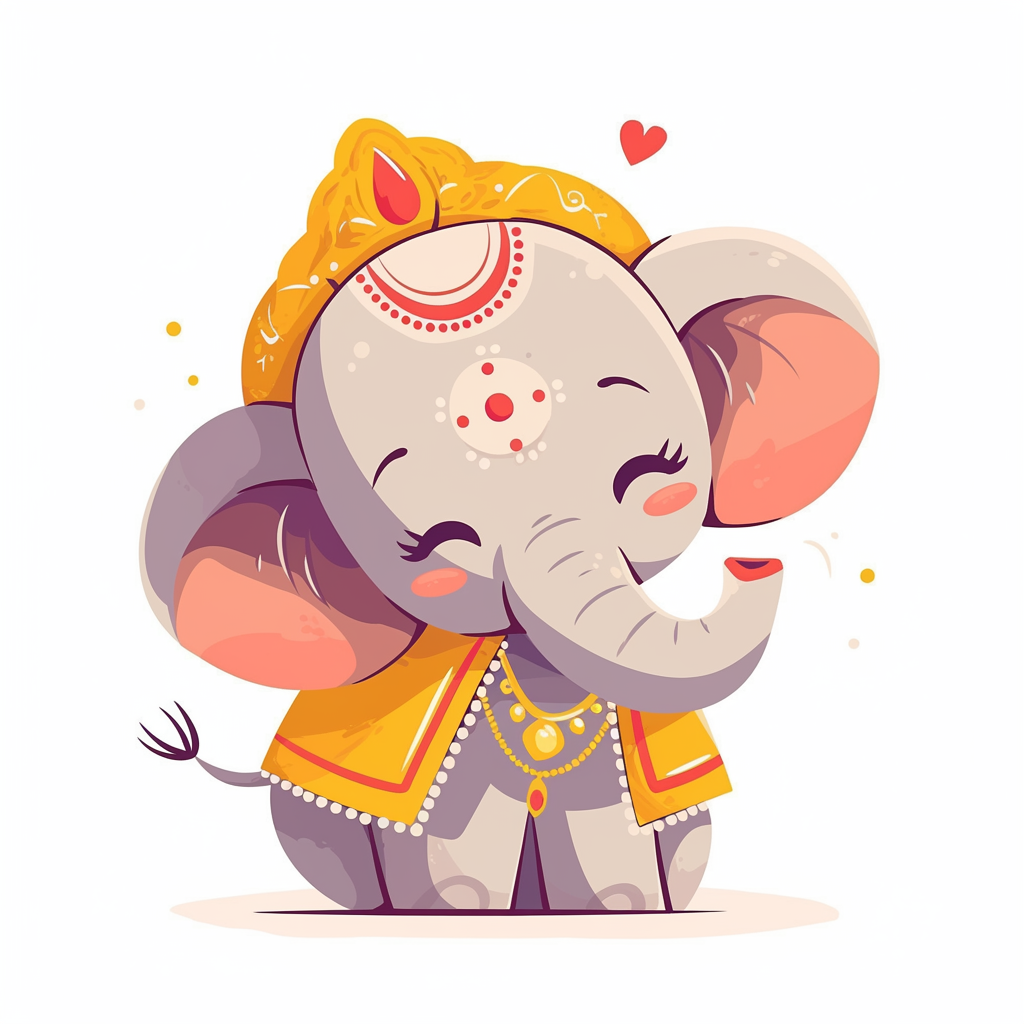 Sweet Elephant with Indian Accesories Vector Illustration