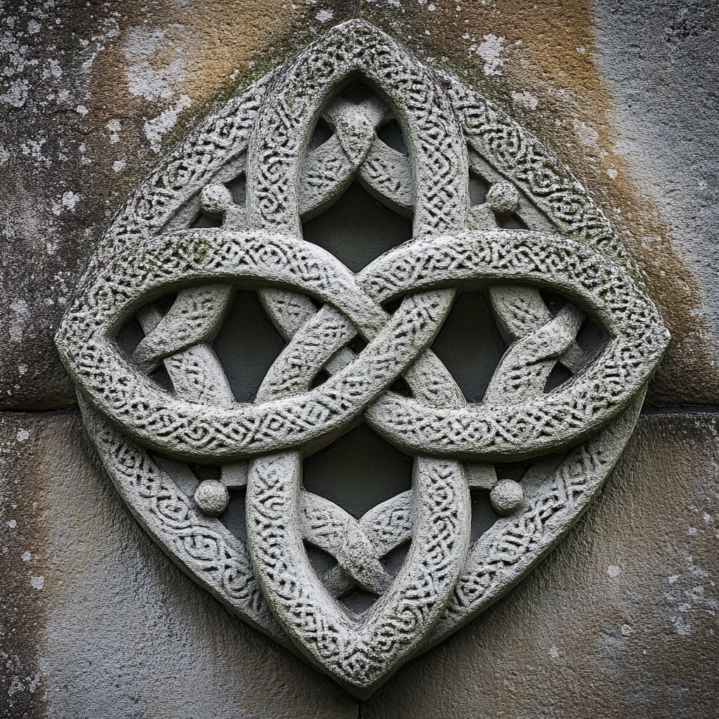 Symbole celte craquelé inspiré d'église, vue du dessus.