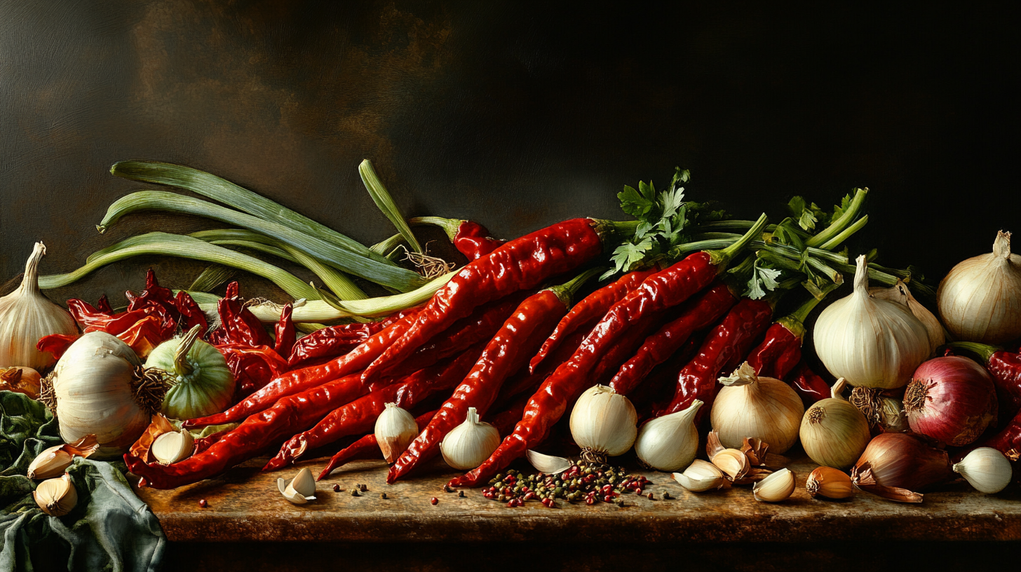 Table filled with colorful vegetables under bright light