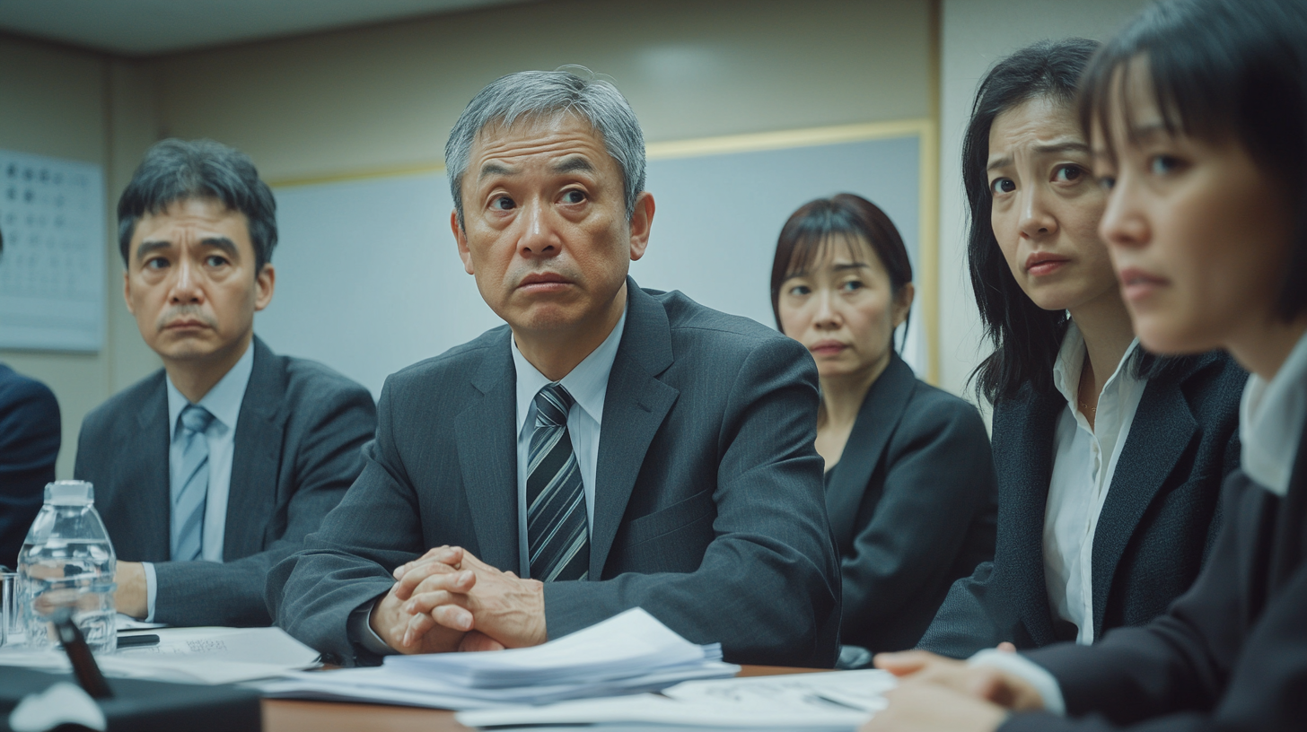 Taiwanese School Conference Room Meeting with Middle-Aged Teachers