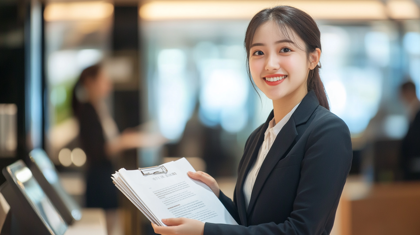 Taiwanese female banking employees showcasing low-interest loans