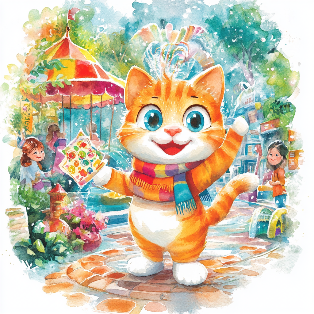 Tango's Magical Adventure: A Vibrant Watercolor Illustration