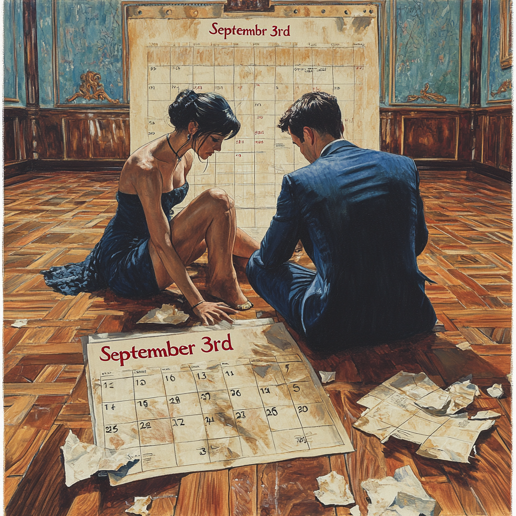 Tango Dancers Look at Calendar Showing September 3rd