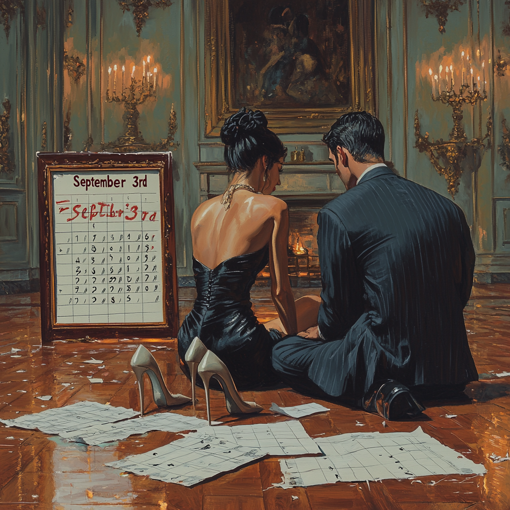 Tango Dancers with September 3rd Calendar Pages