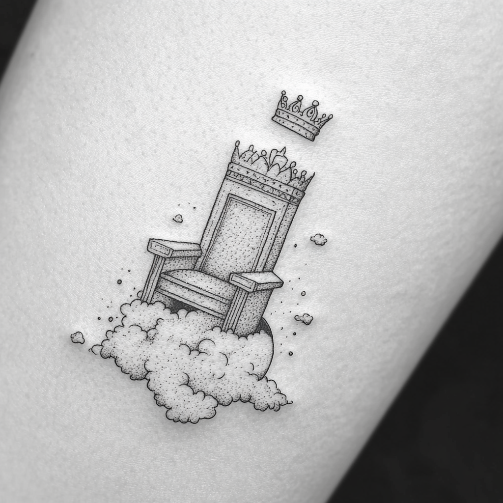 Tattoo Throne Chair with Crown and Earth