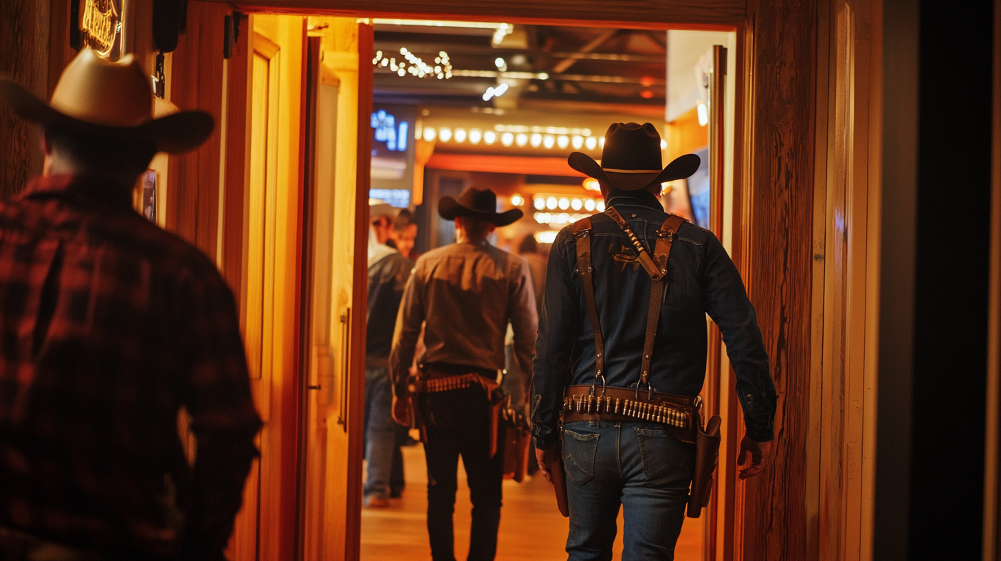 Tech conference with wild west pub booth entrance.