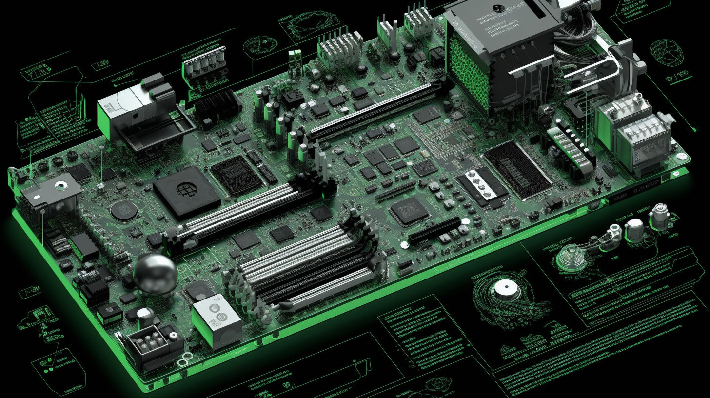 Technical diagram with electronic device components in detail.