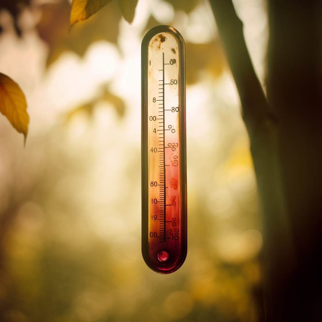 Temperature Display with Tree Silhouette Background