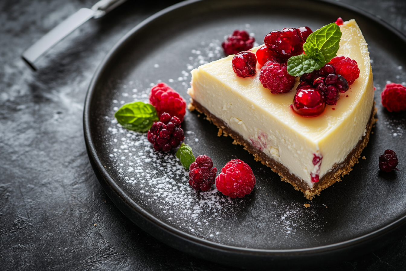 Tempting close-up shot of luxurious cheesecake ingredient.