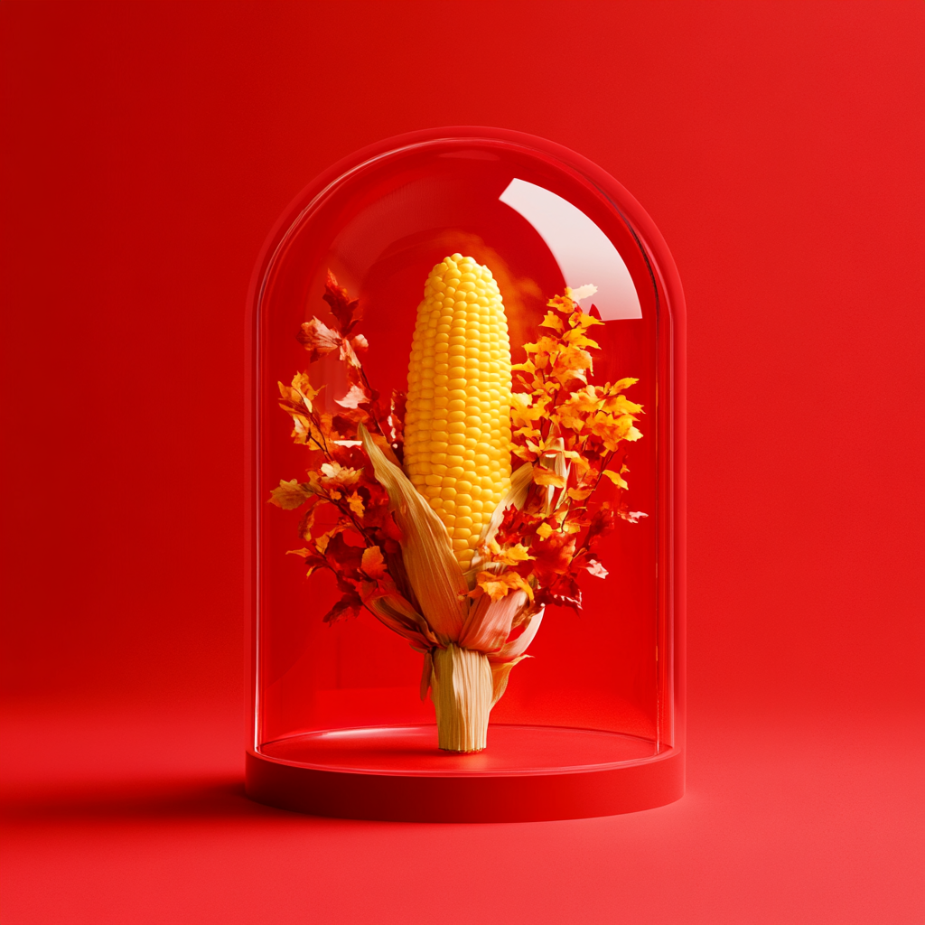 Thanksgiving Corn on the Cob in Glass Dome