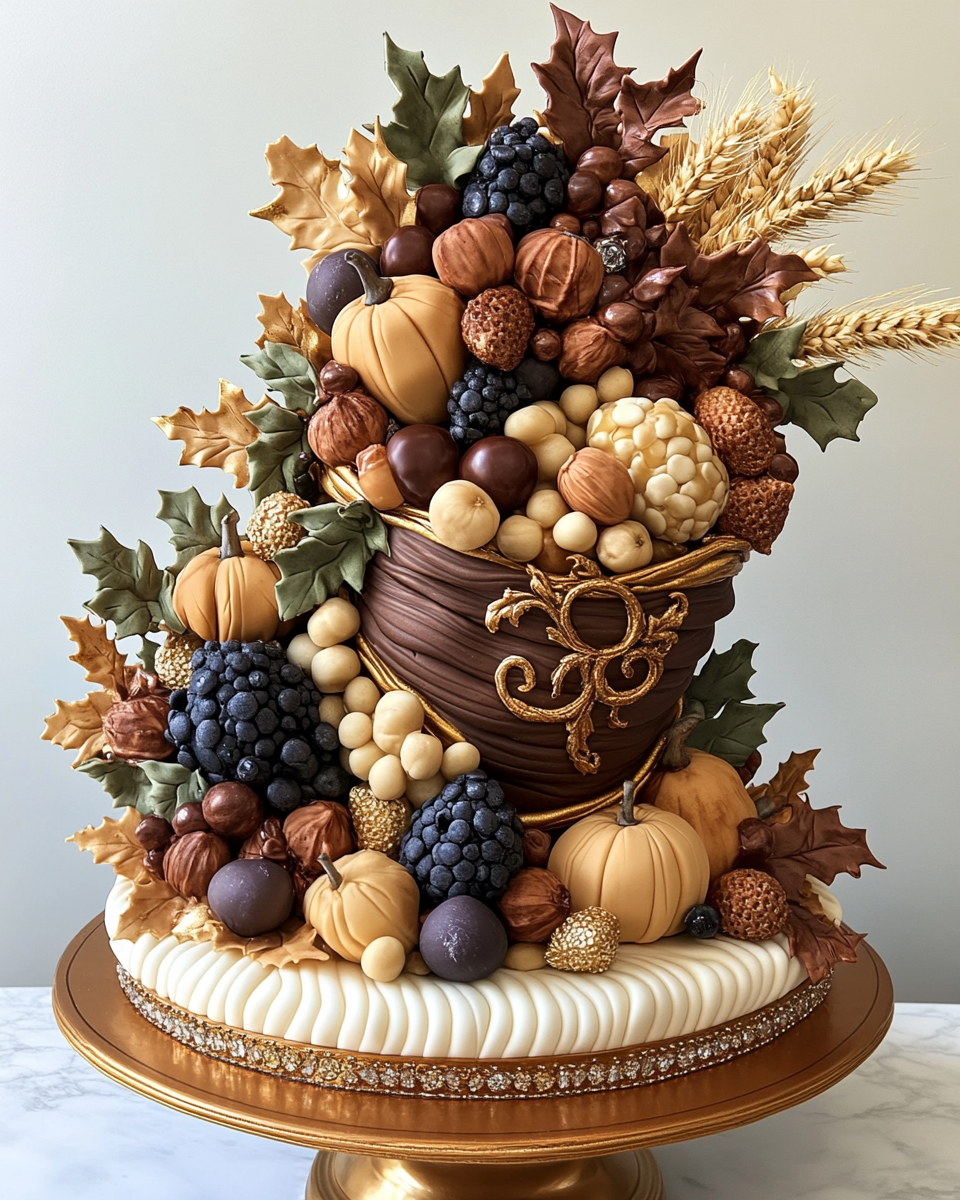 Thanksgiving Cornucopia Cake with Geode Design