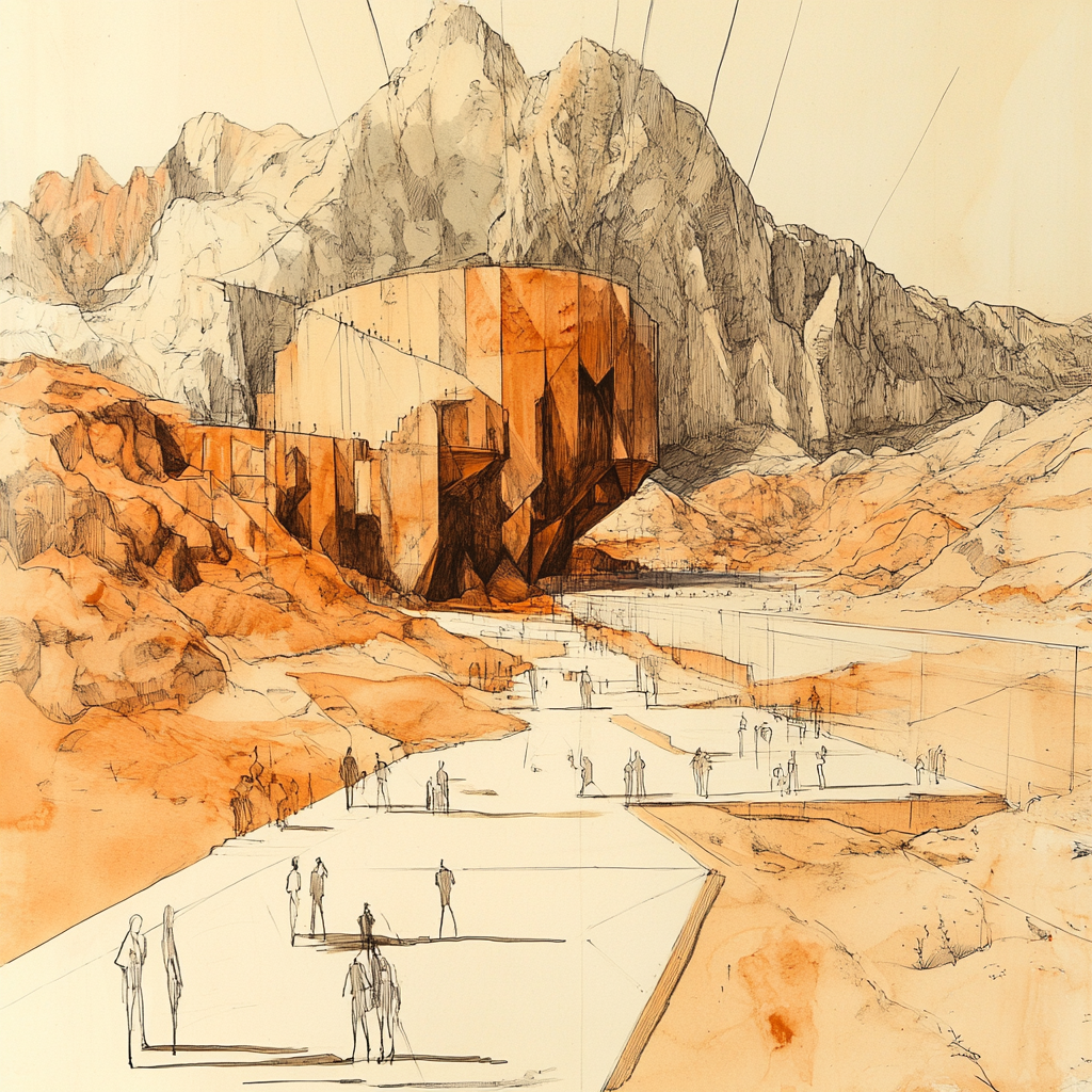 The Acacus Mountain with Architectural Retreat Concept