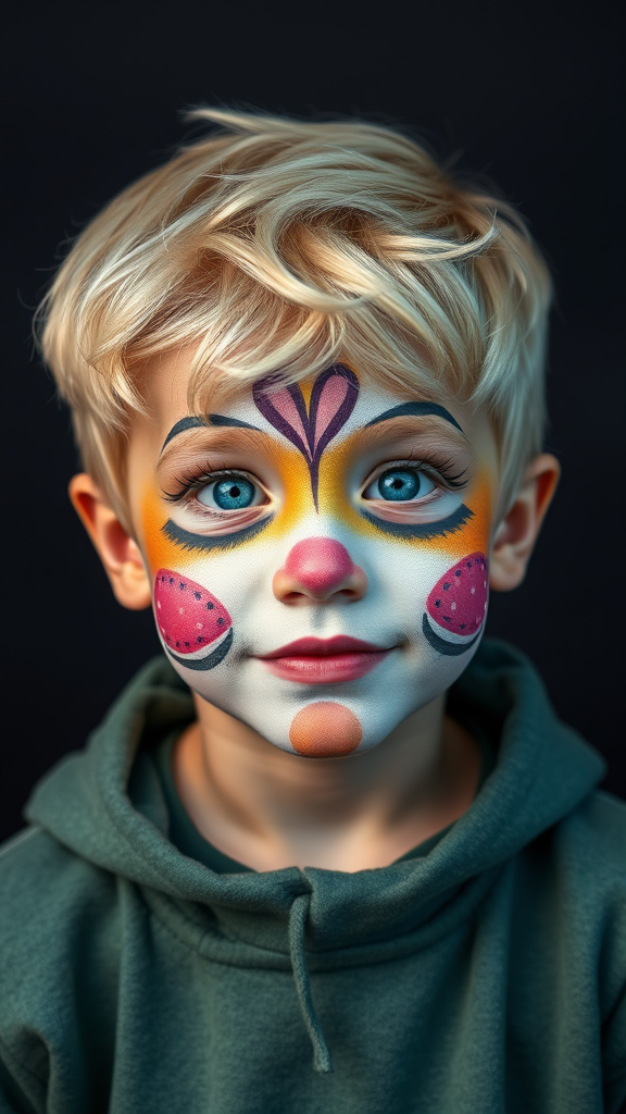 The American Boy with Bright Easter Egg Makeup
