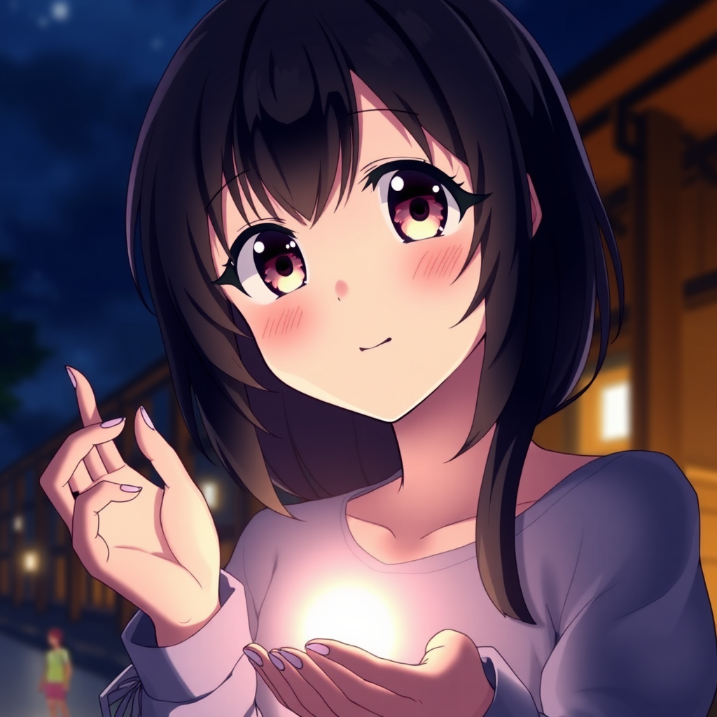 The Anime Girl Gazing at Enchanted Light