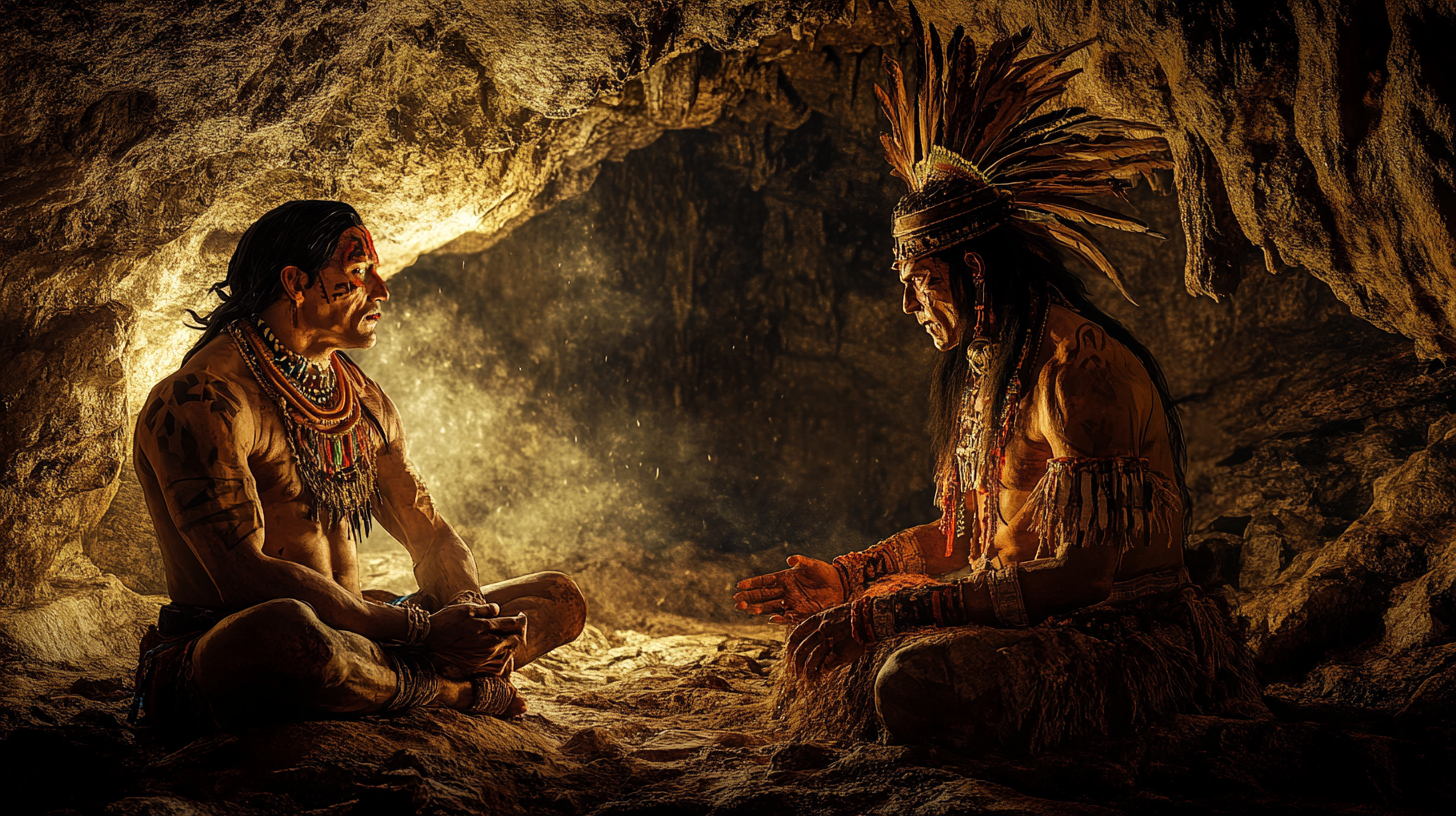 The Aztec leader Montezuma II meets spirit leader.