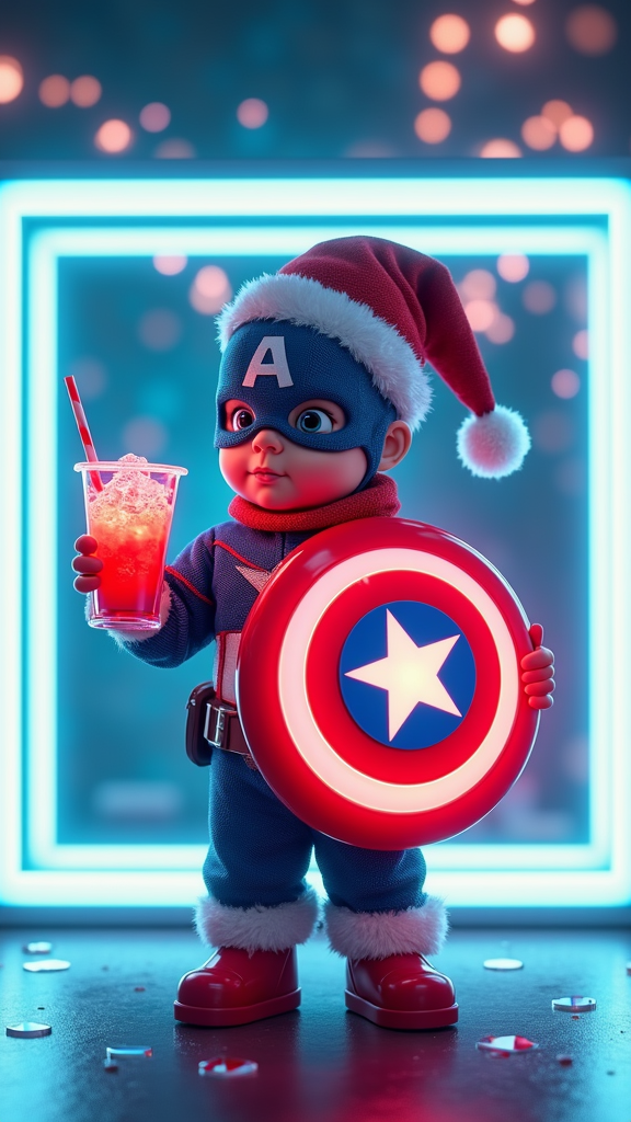 The Baby Captain America's Futuristic Christmas Party Poster