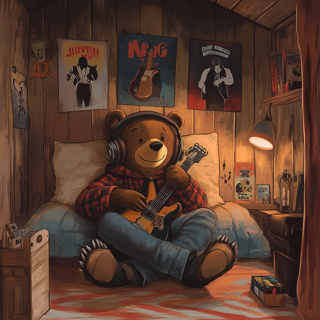 The Bear's Cozy Cave with Musical Decor.