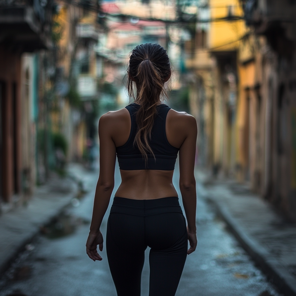 The Beautiful Turkish Woman Walking in Workout Clothes