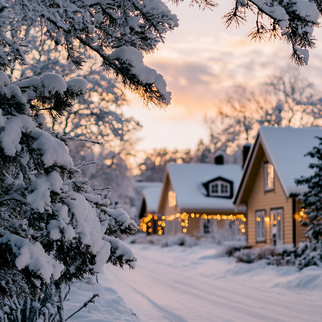 The Beautiful Winter Village in Nordic Countries