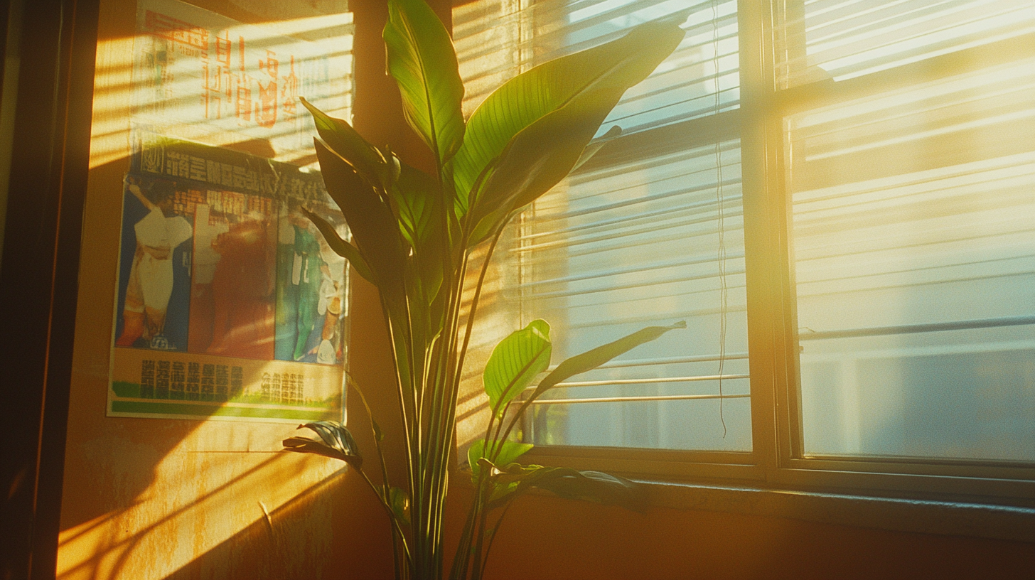 The Bird of Paradise Plant Under Sunlit Window