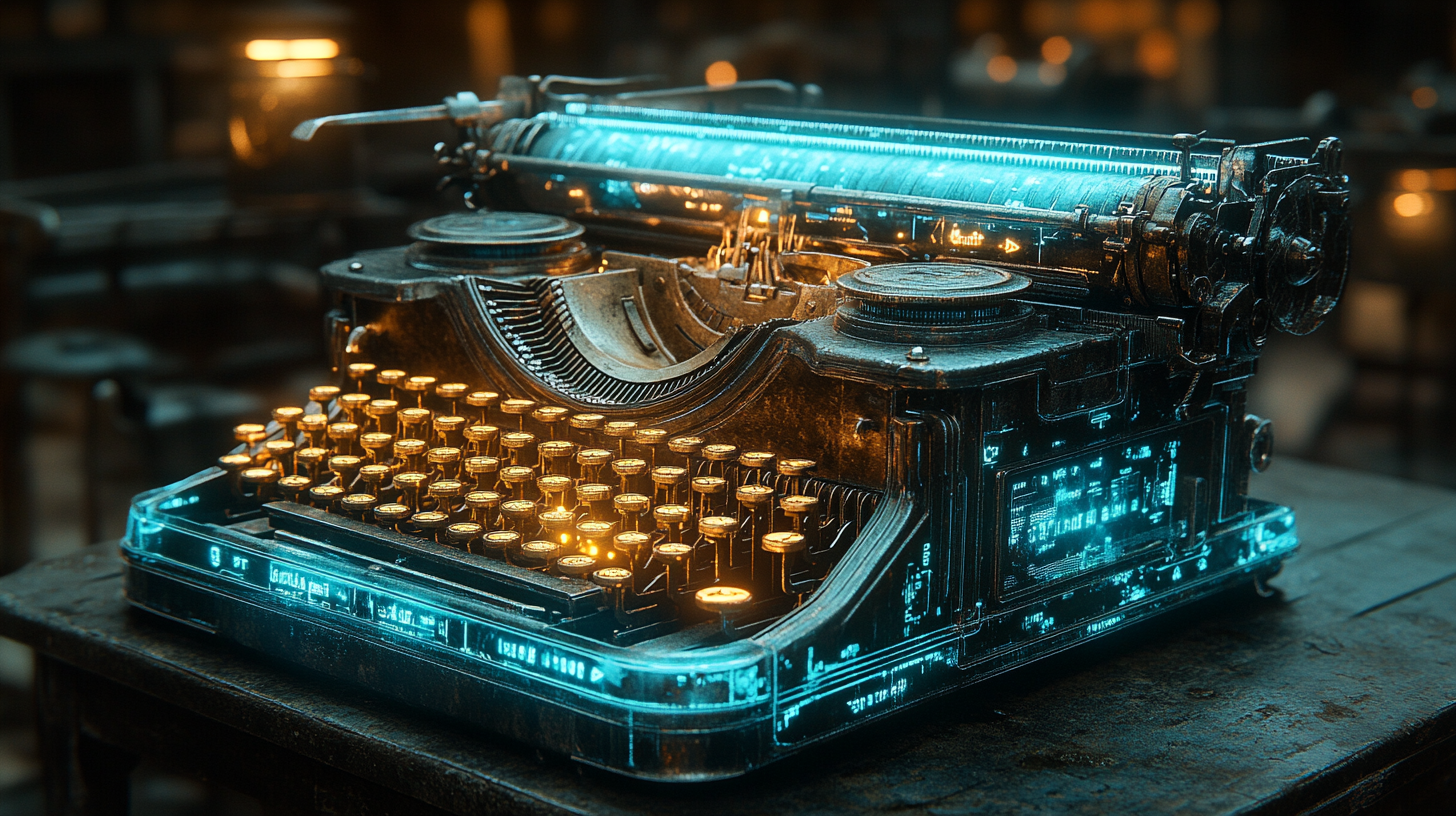 The Blue Digital Typewriter Controlled by GPT Chat