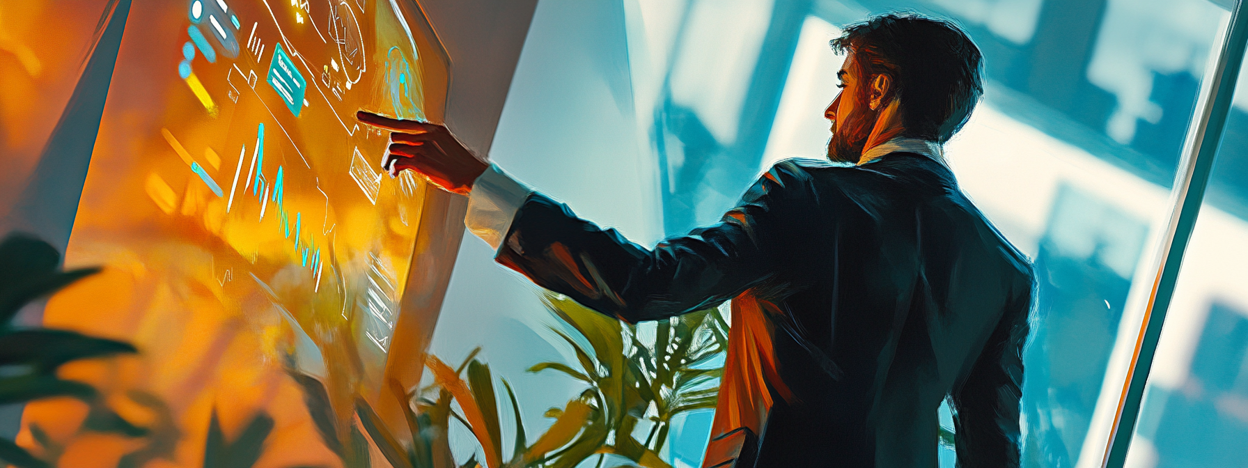 The Businessman's Futuristic Office Touchscreen Painting