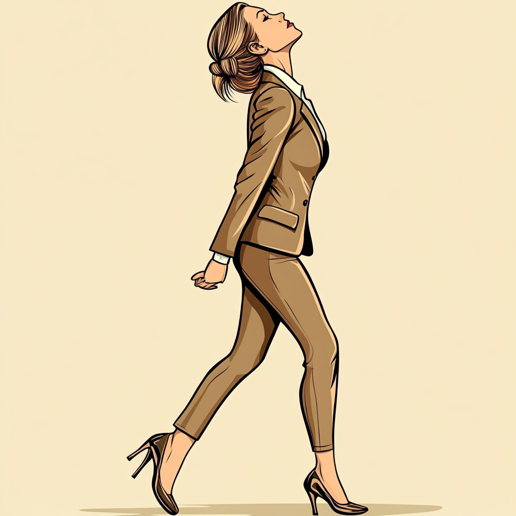 The Busy Businesswoman Rushes to Work Quickly.