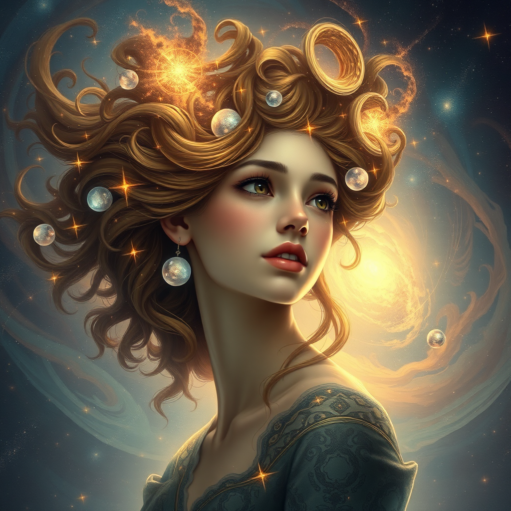 The Celestial Young Woman in Cosmic Space