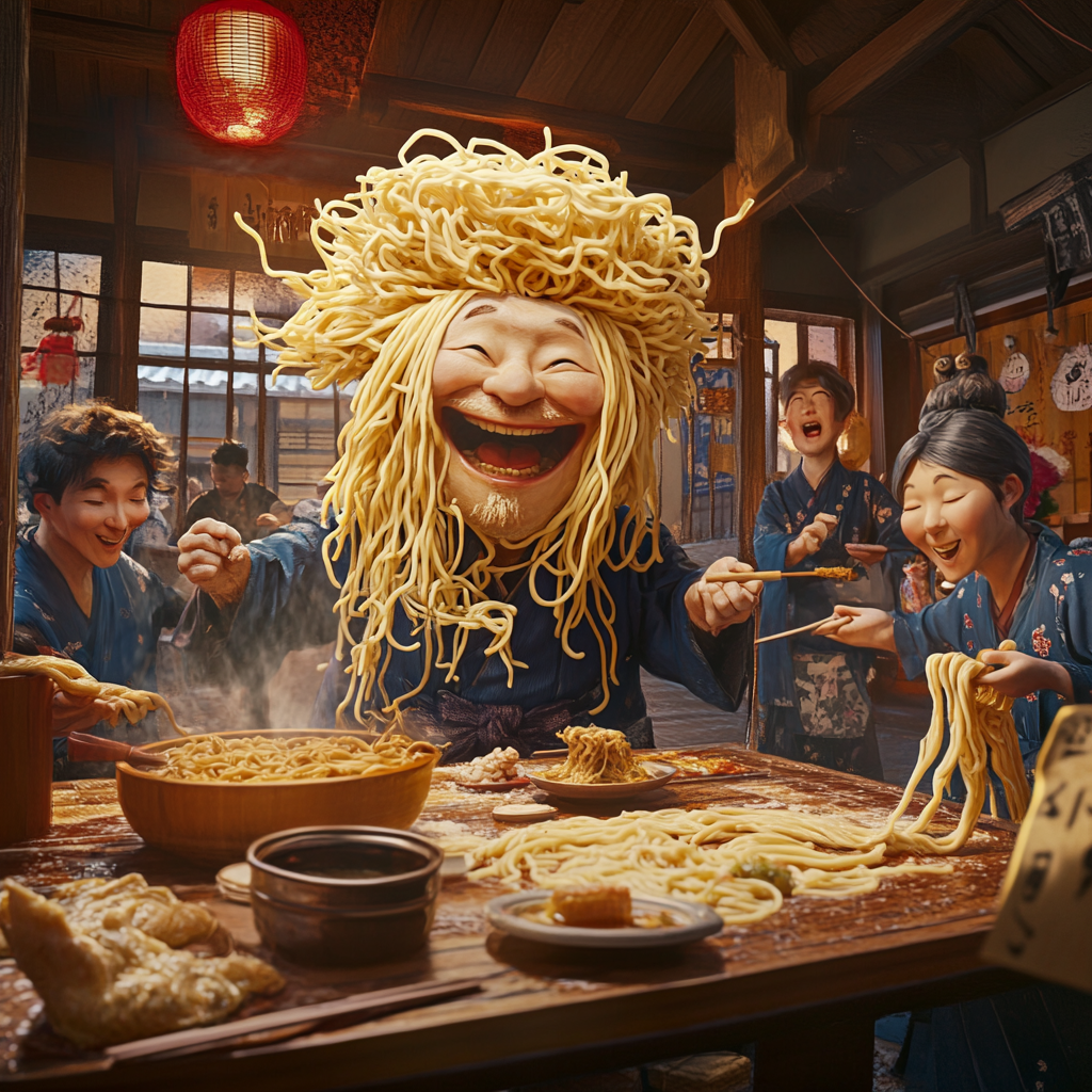 The Cheerful, Noodle-Haired Grandpa's Japanese Dinner Party