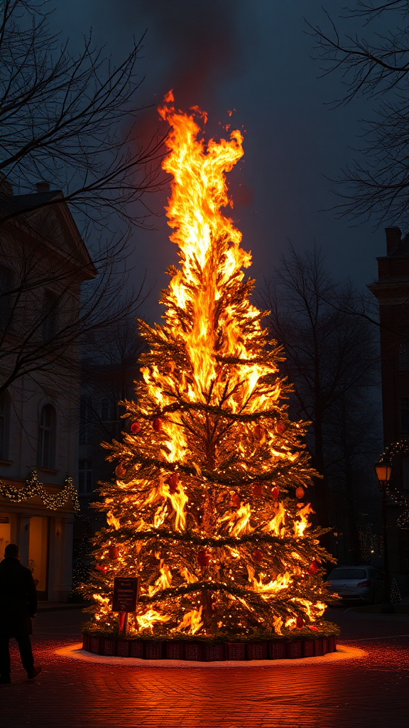 The Christmas tree is burning in town.