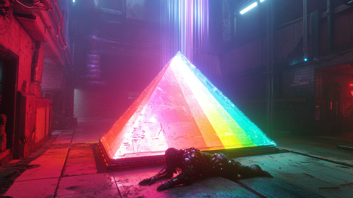 The Colorful Crystal Prism in the Industrial Area