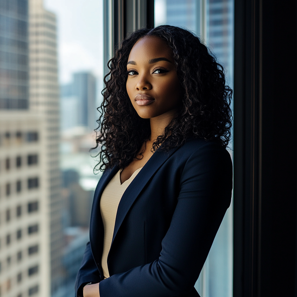 The Confident Black Woman Executive by Window