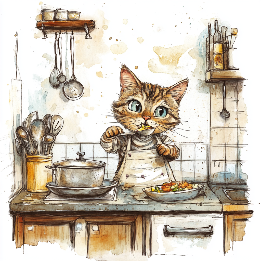 The Cooking Cat in a Cosy Kitchen