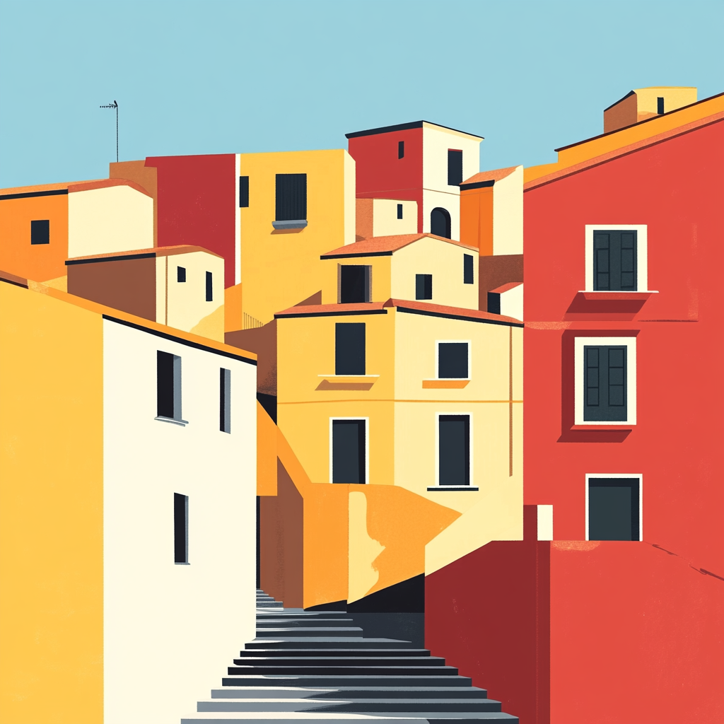 The Cozy, Minimalist Bosa Village Illustration