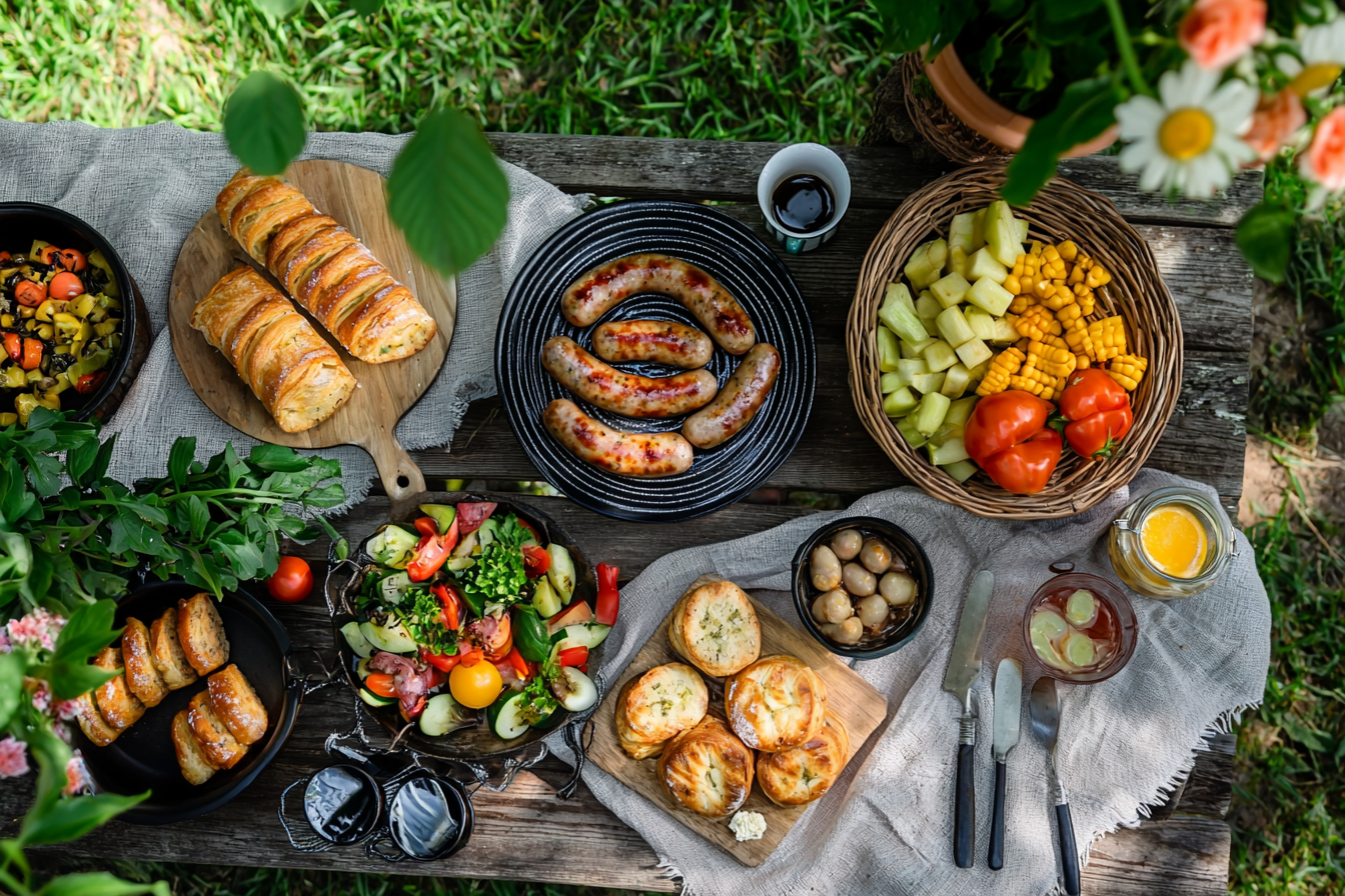 The Delicious Breakfast in a Summer Garden