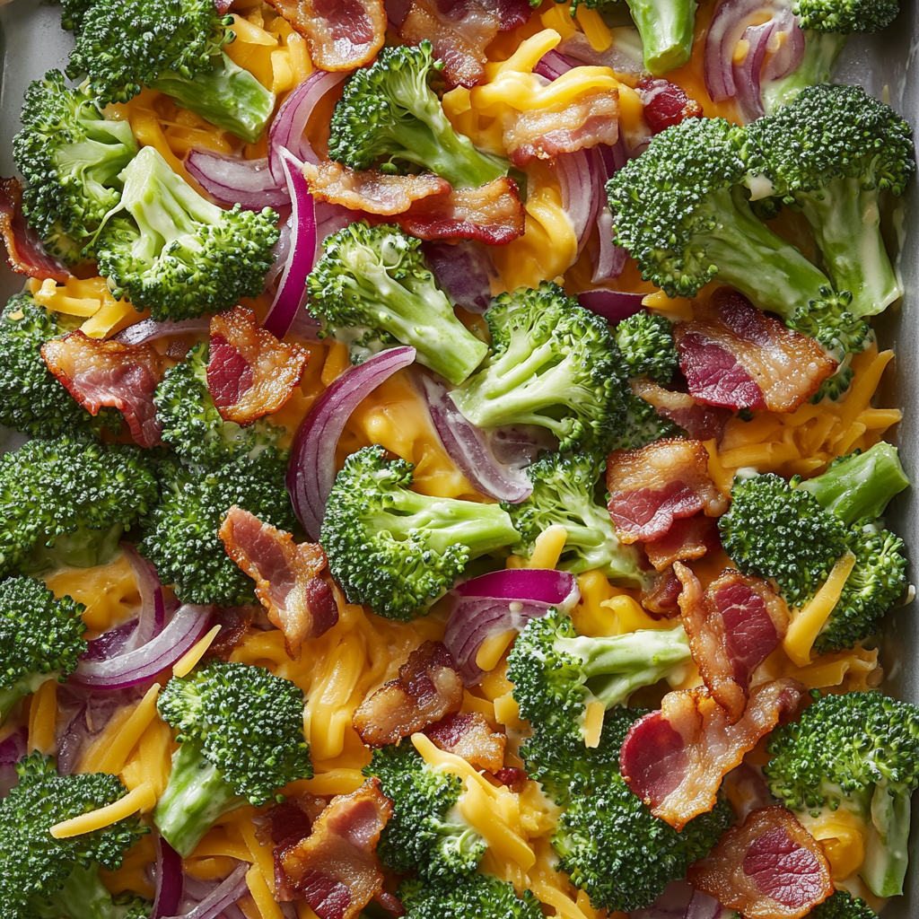 The Delicious Broccoli Salad with Cheddar and Bacon