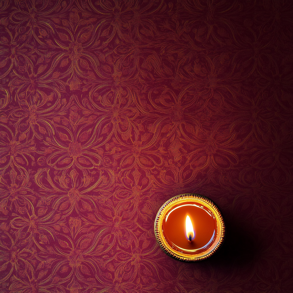 The Diwali Candle on a Purple Background