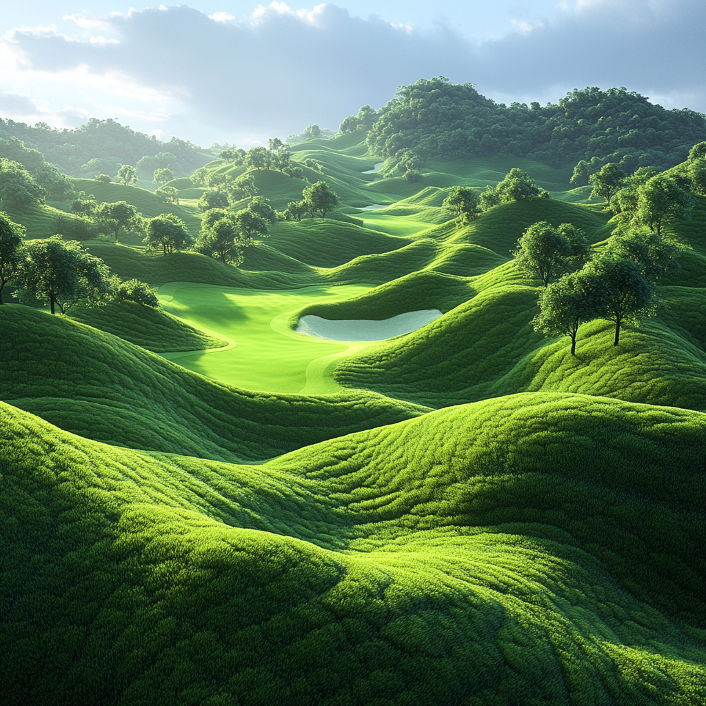 The Dreamlike, Surreal Green Golf Course Landscape