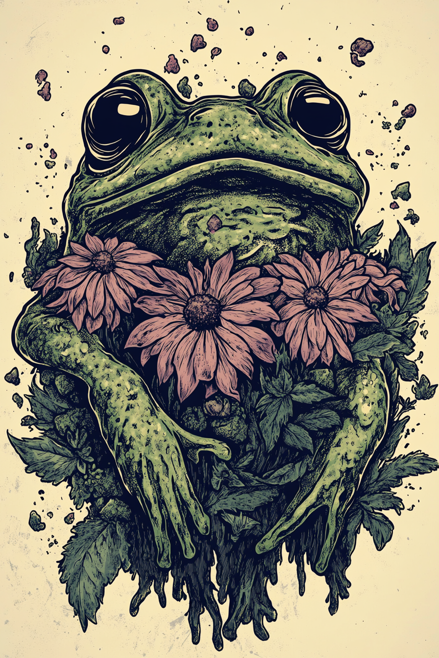 The Elder Frog Flower Nug T-Shirt Graphic