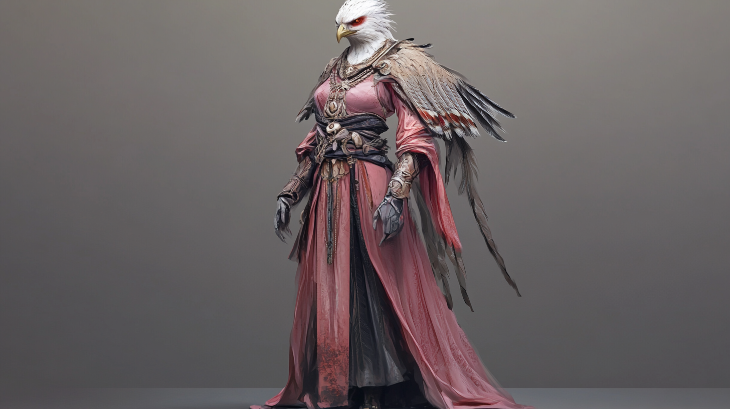 The Elegant Aarakocra Monk Princess in Pink