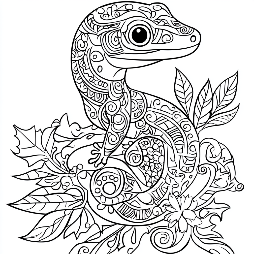 The Elegant Tribal Gecko Vector Illustration