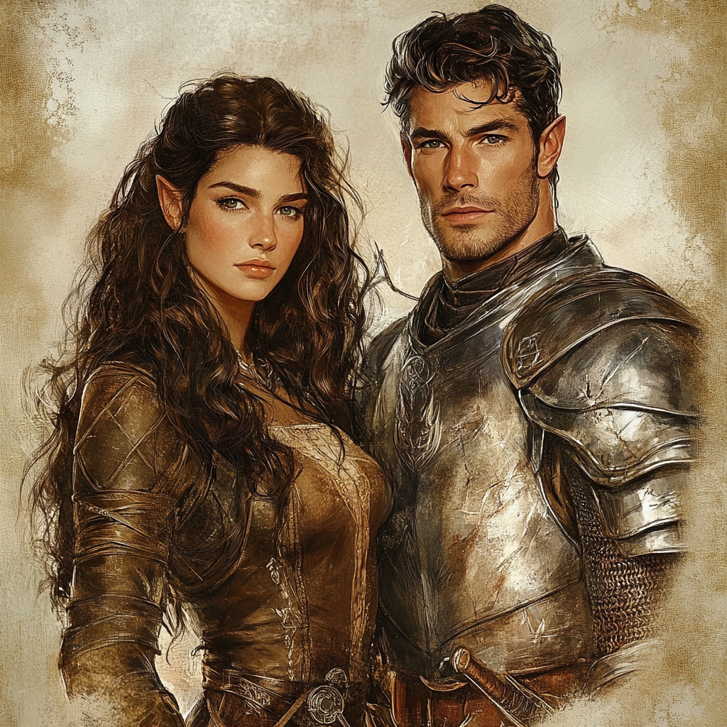 The Elvish Woman and Handsome Knight Portrait