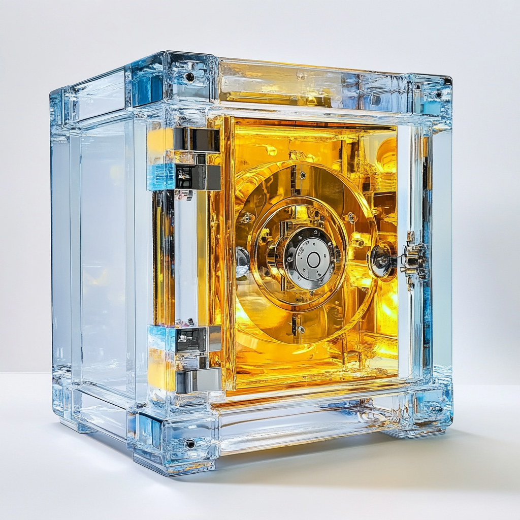 The Empty Crystal Safe with Bright Liquid Layers