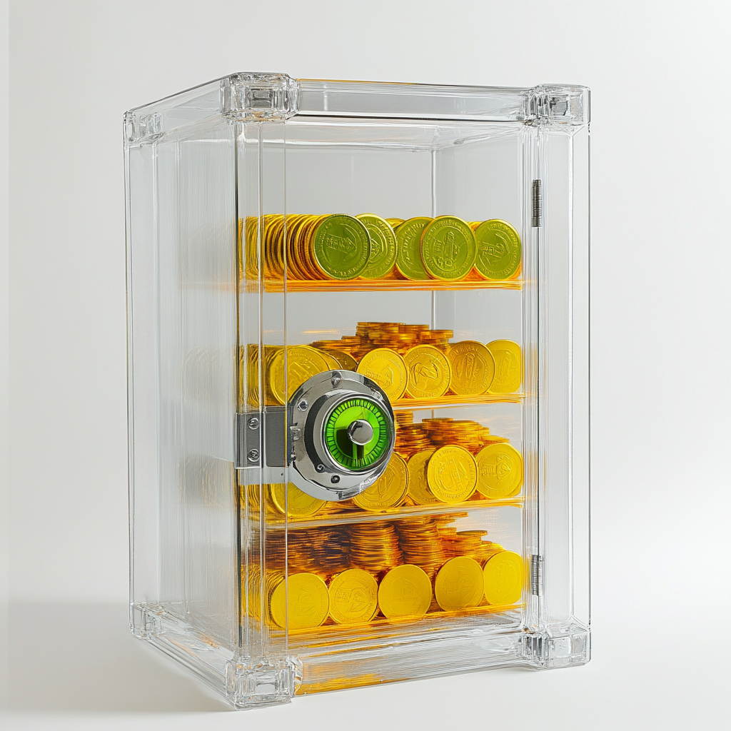 The Empty Shiny Safe With Colorful Coins