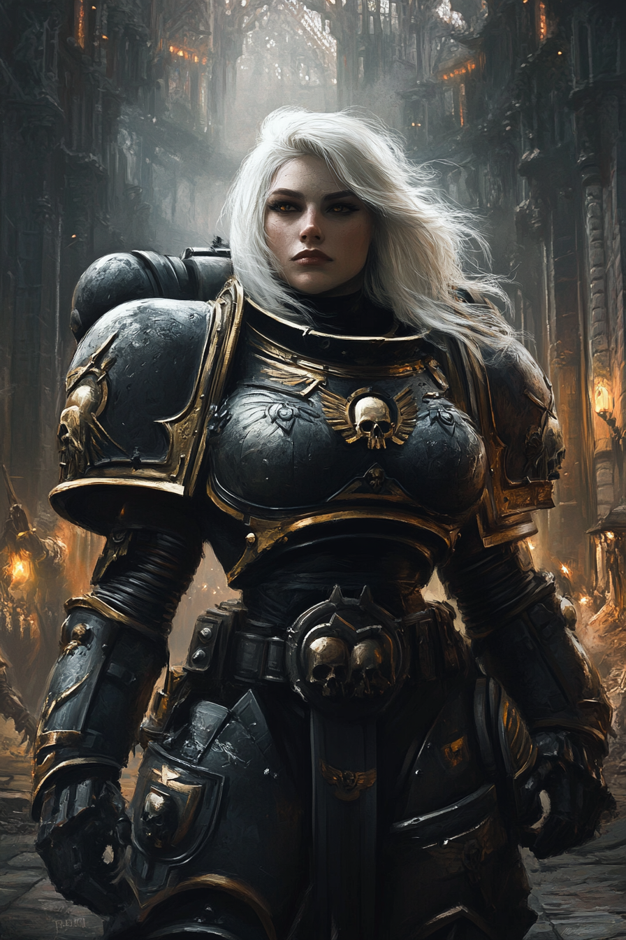 The Female Sister of Battle in Gothic Cathedral