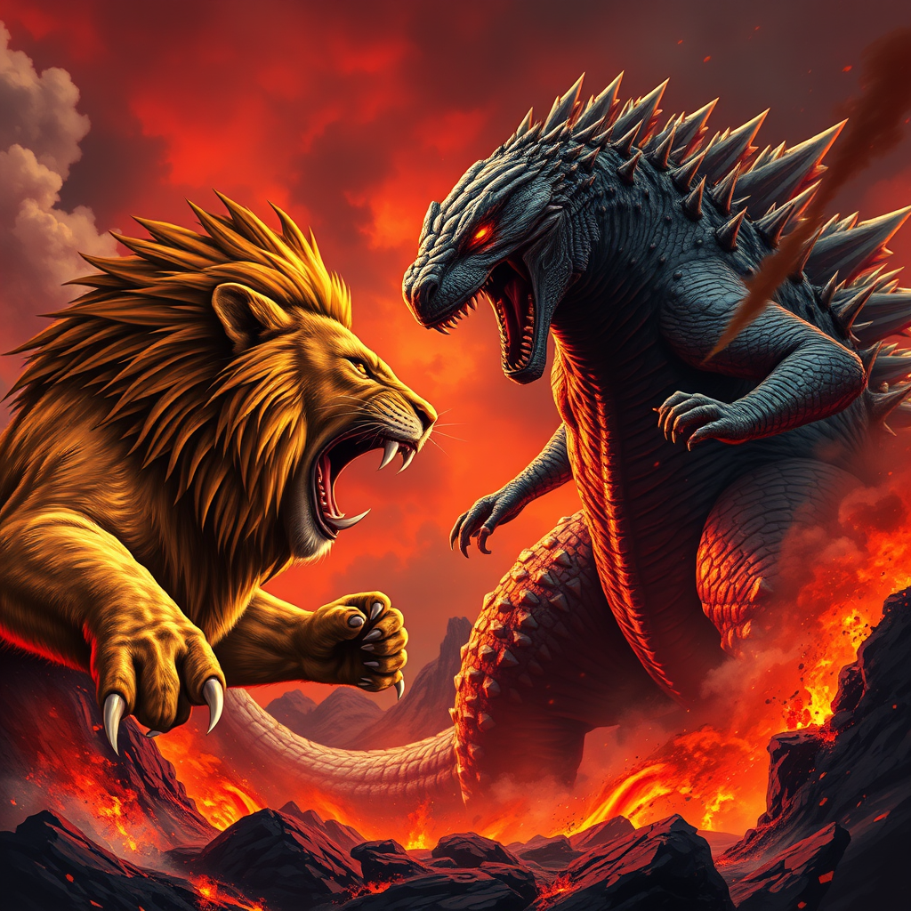 The Fiery Clash of Lion and Godzilla