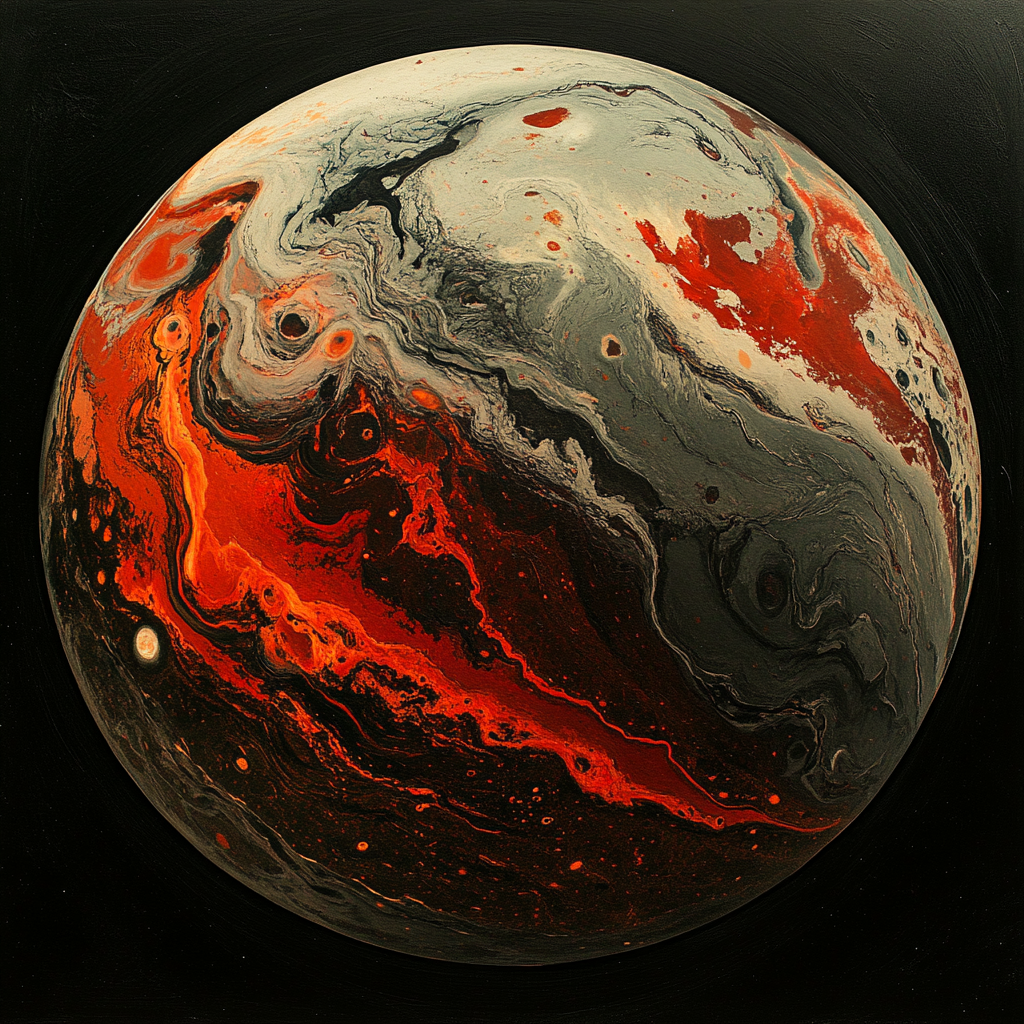 The Fiery Red and Black Lava Planet