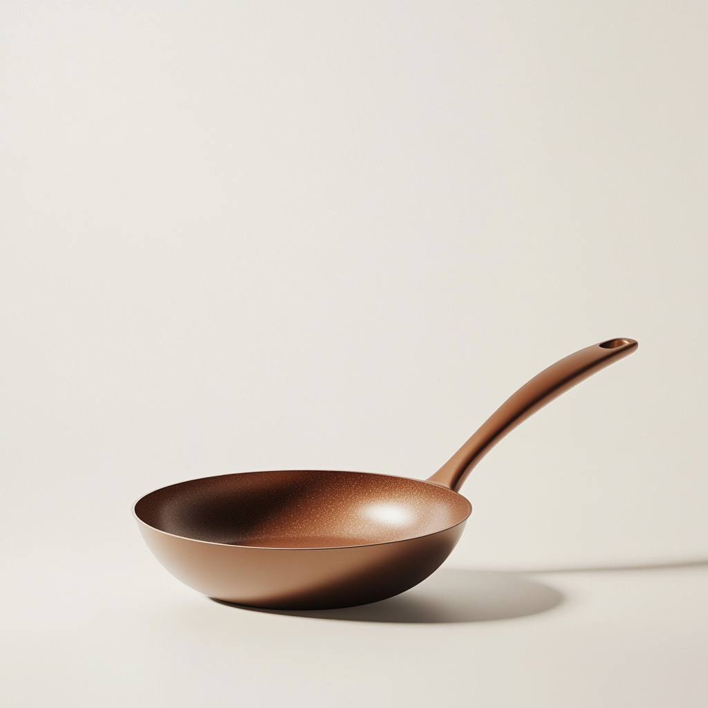 The Floating Copper Frying Pan in White Space.