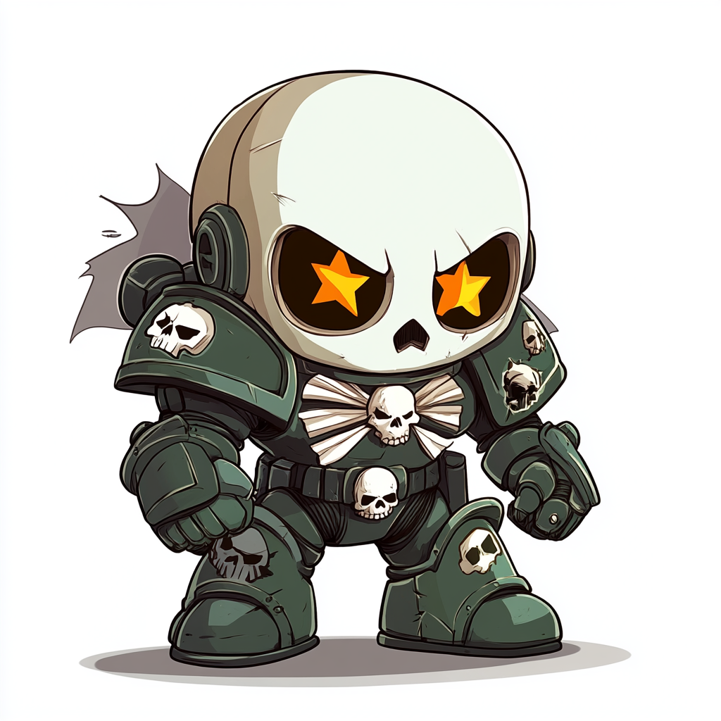 The Funny Cartoon Skull Star in Cool Helmet