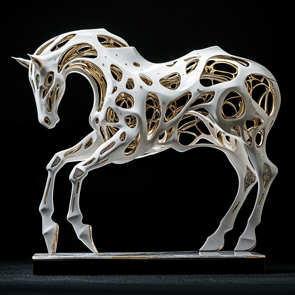 The Futuristic, Ornate Gold Horse Trophy by Zaha Hadid